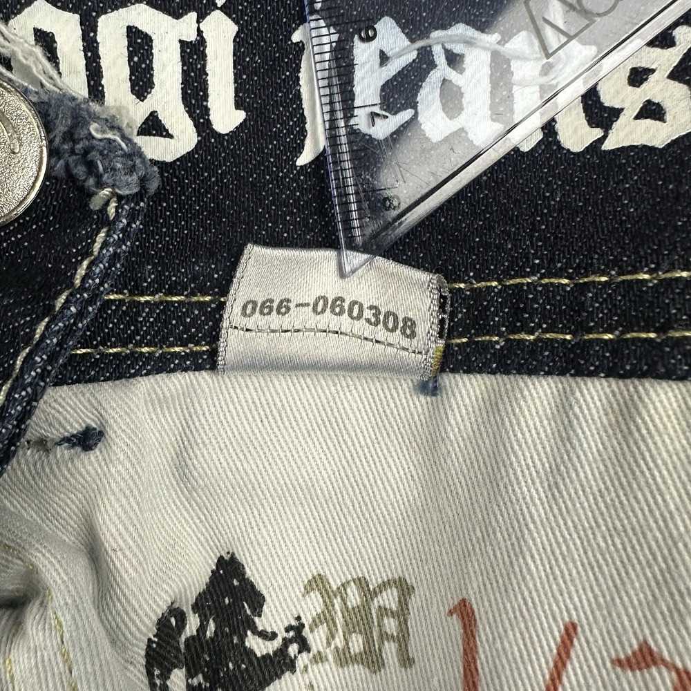 COOGI Y2K Denim Mini Skirt Women's Size 1/2 Jean Skirt Embroidered Distressed - Picture 10 of 12